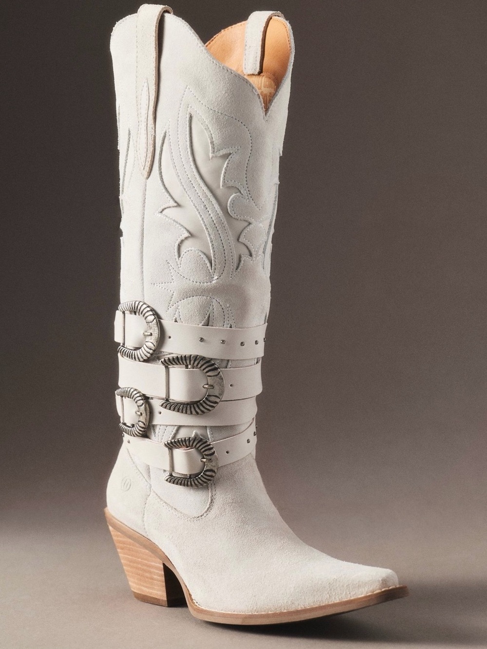 DINGO 1969 Buck Wild Suede and Leather Belted Hardware Shaft Tall Western Boots